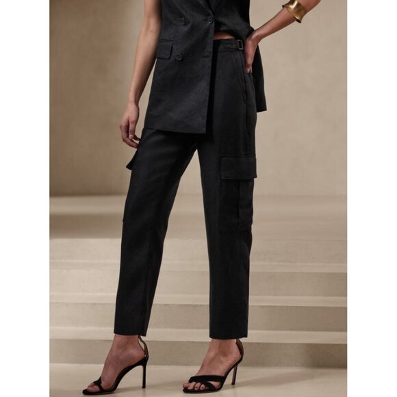 Banana Republic Heritage Expedition Linen Cargo Pants Black Size 18 Women's - Picture 1 of 6